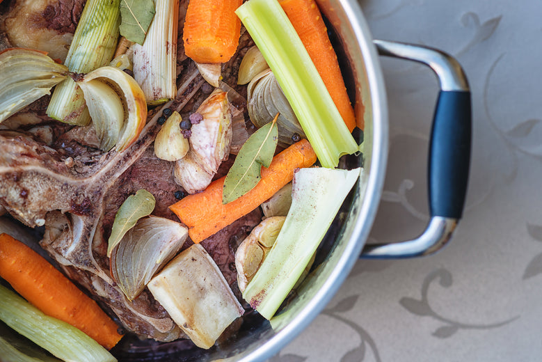 Pot of stock cooking