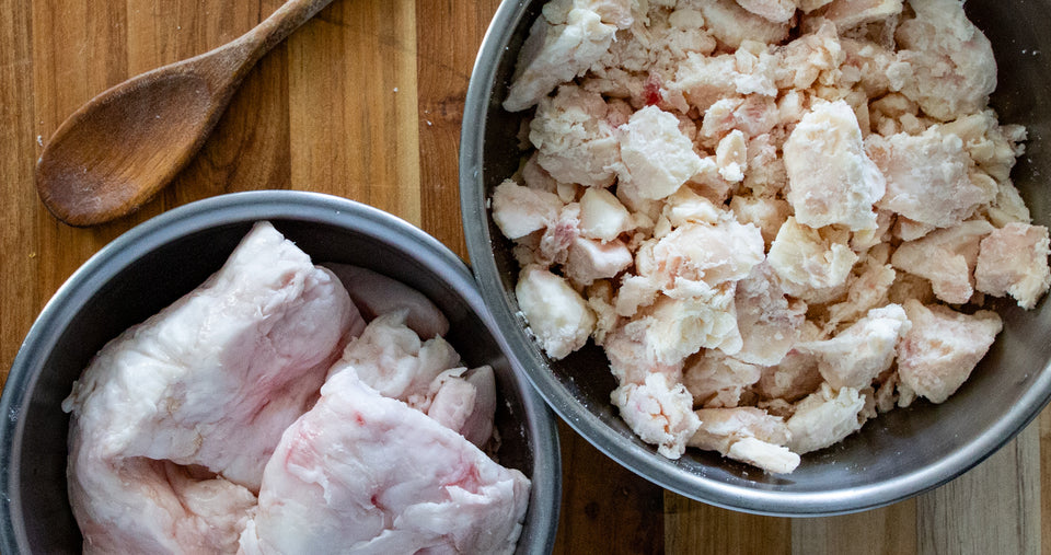 Raw leaf lard and suet