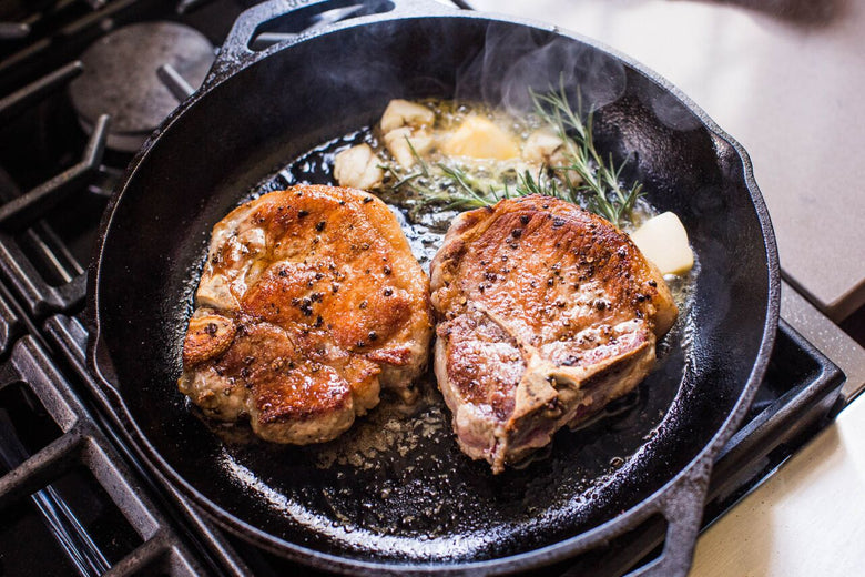 Cast Iron Pork Chop with Shallot Balsamic Jam