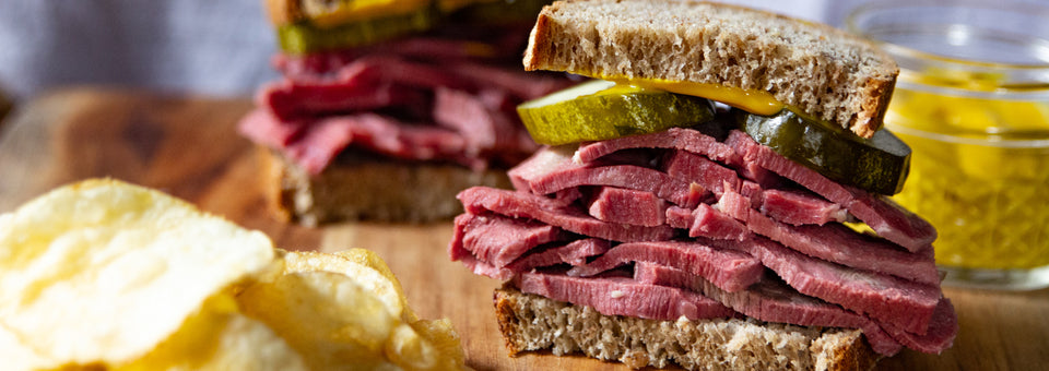 Beef tongue corned beef sandwich